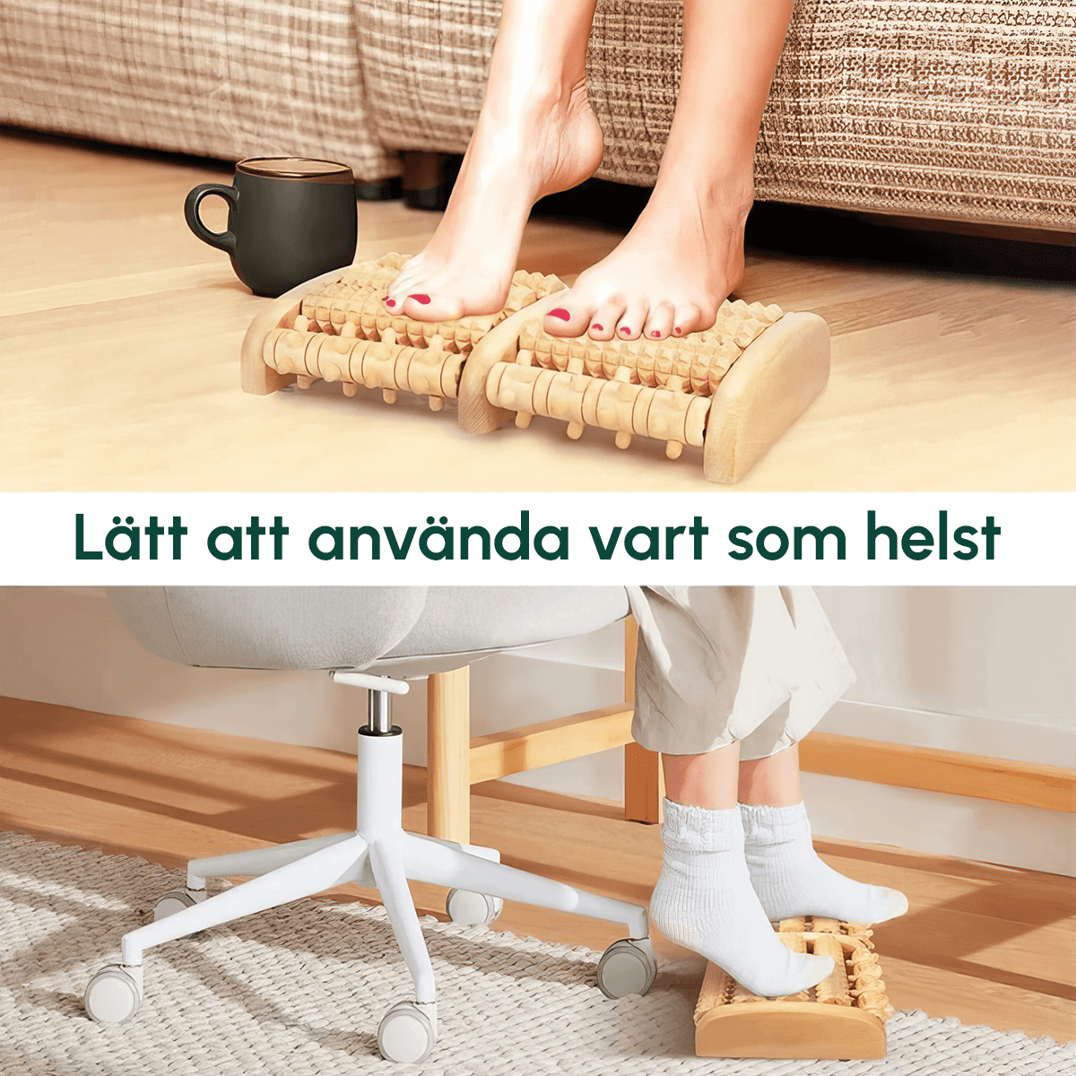 Fotkomforten™ Fotmassagerare – Fotmassage i Trä och Roller för Hemma - Komforten