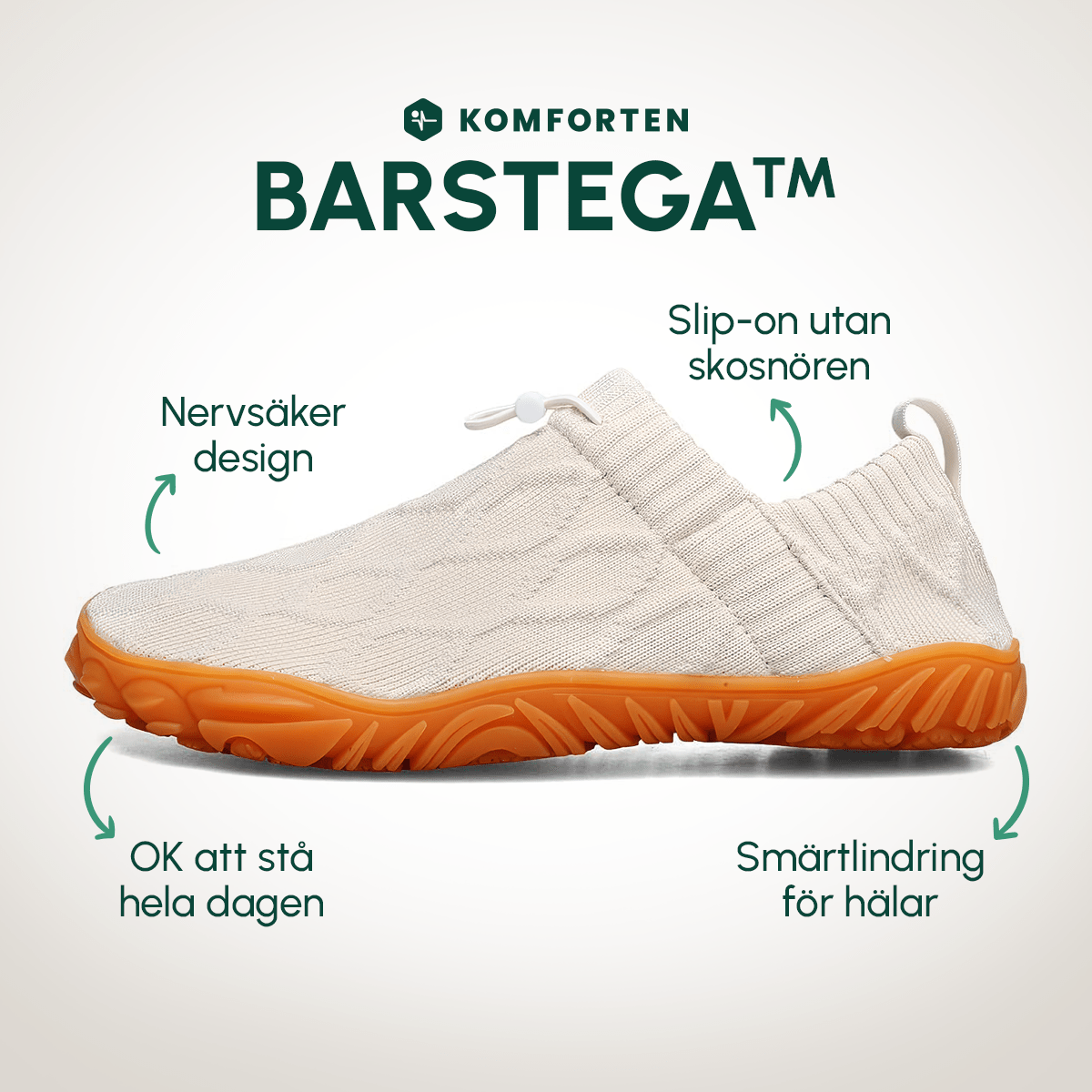 Barstega återhämtningsskor (vit) - Komforten