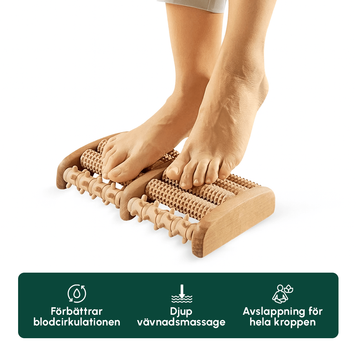 Fotkomforten™ Fotmassagerare – Fotmassage i Trä och Roller för Hemma - Komforten