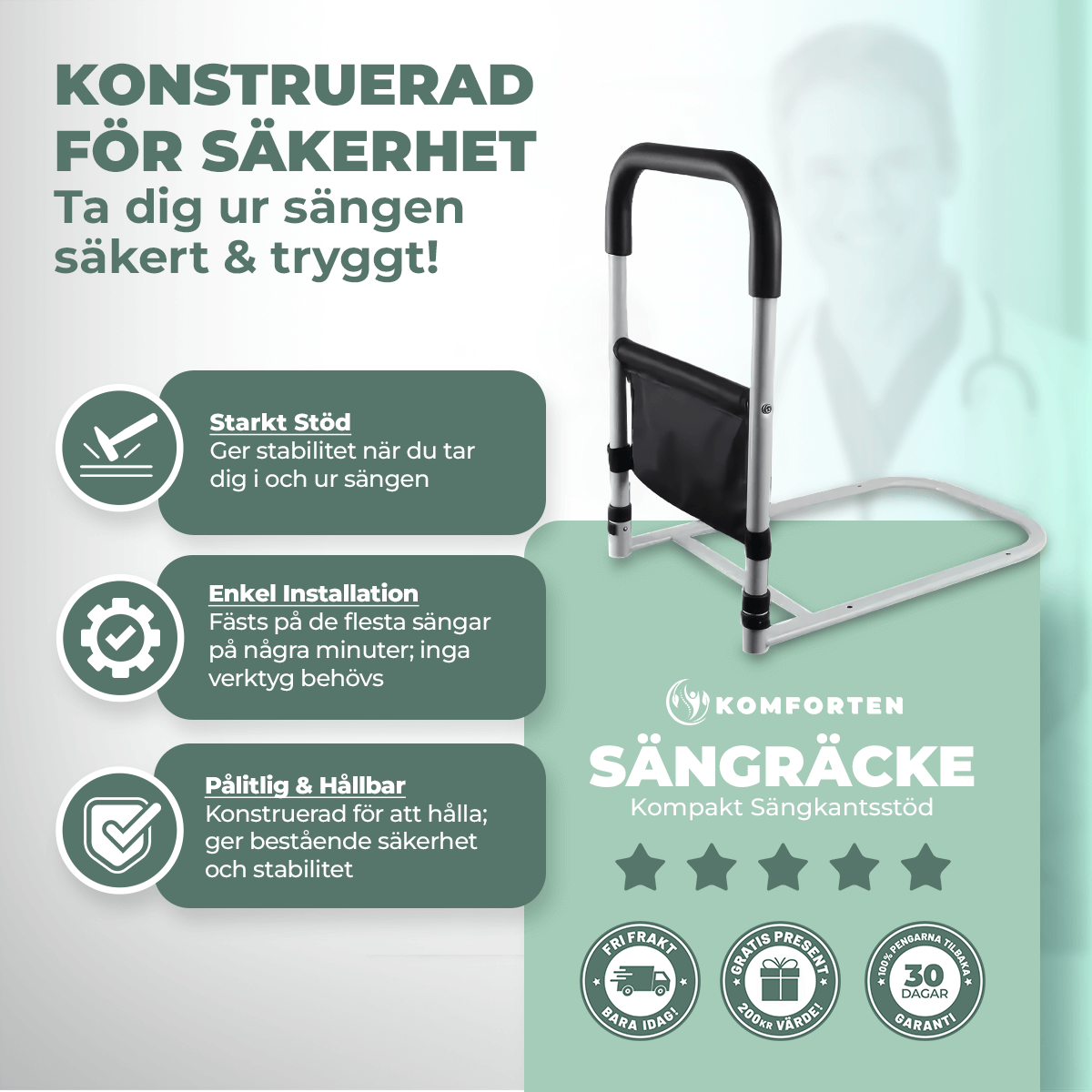 Komfortens Sängräcke - Gör Sängen Till En Säkrare Plats - Komforten