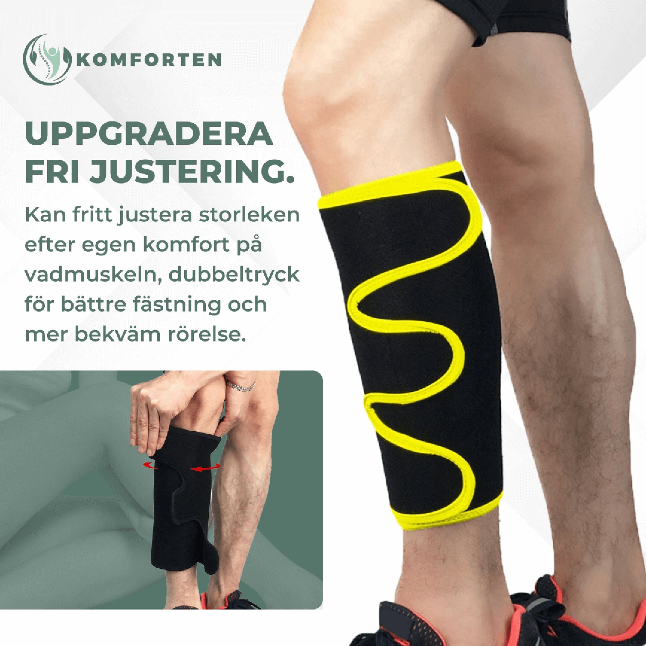 Stödstrumpor med Kardborreband för Vadstöd - Komforten
